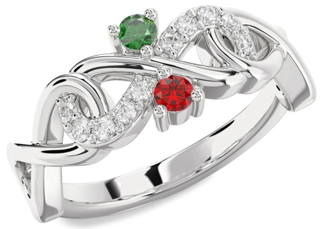 Diamond Platinum Infinity Round Two Stone Promise Ring