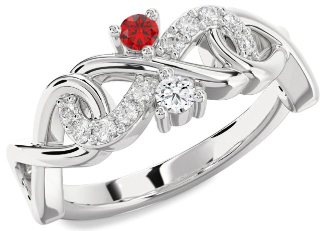 Diamond Silver Infinity Round Two Stone Promise Ring