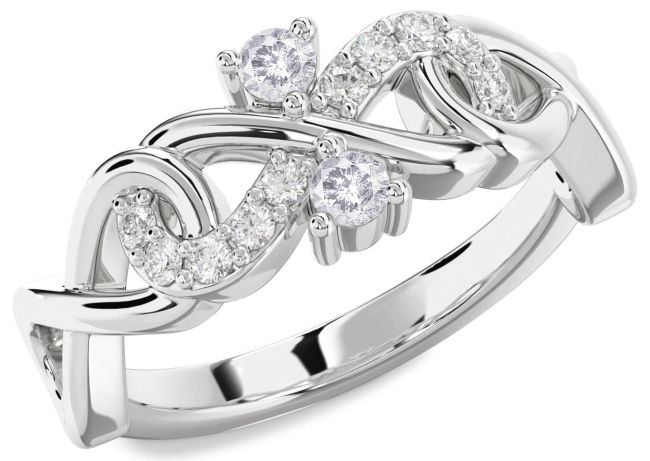Salt & Pepper Diamond Platinum Infinity Round Two Stone Ring