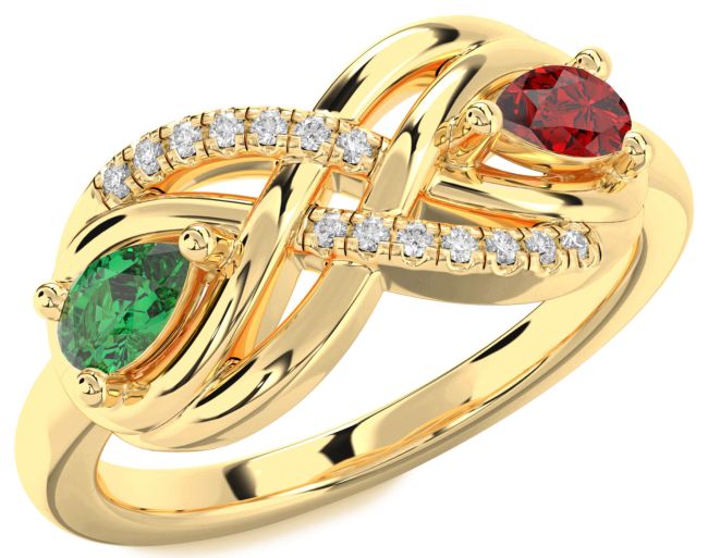 Diamond Gold Infinity Pear Two Stone Promise Ring