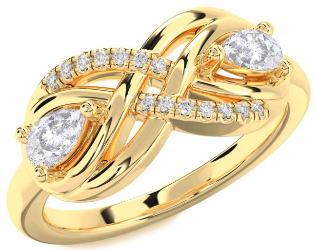Salt & Pepper Diamond Gold Infinity Pear Two Stone Ring