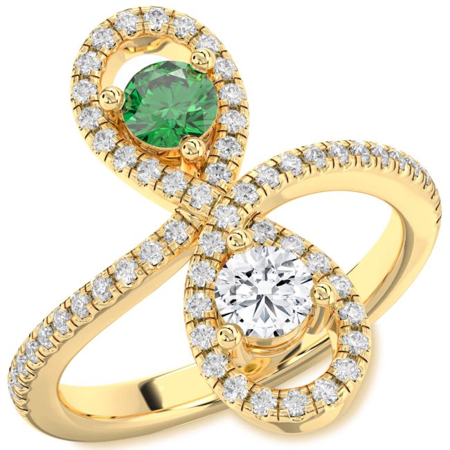 Diamond Gold Infinity Round Two Stone Pave Promise Ring