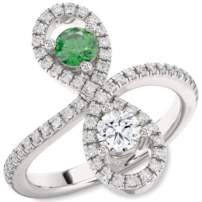 Diamond Silver Infinity Round Two Stone Pave Promise Ring