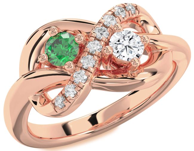 Diamond Rose Gold Infinity Round Two Stone Promise Ring