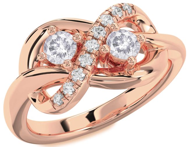 Salt & Pepper Diamond Rose Gold Infinity Round Two Stone Ring