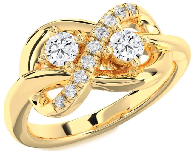Lab Diamond Gold Infinity Round Two Stone Ring