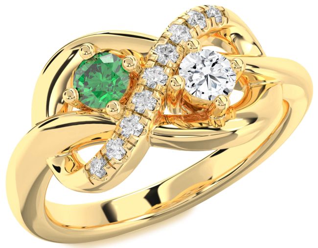 Diamond Gold Infinity Round Two Stone Promise Ring