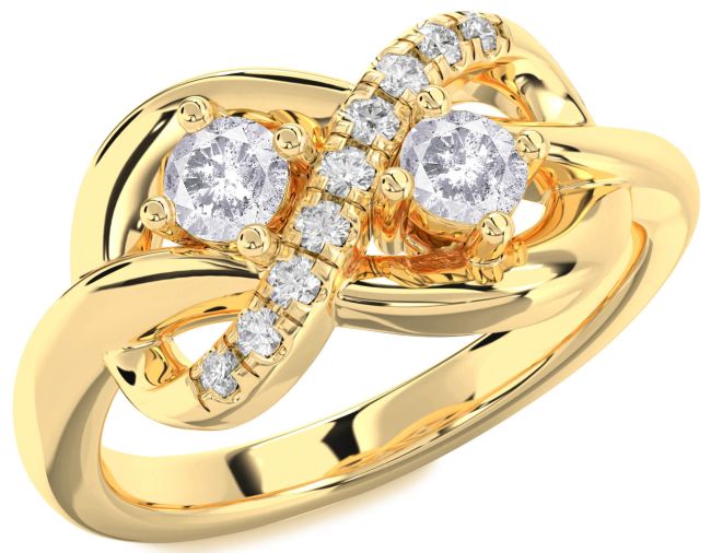Salt & Pepper Diamond Gold Infinity Round Two Stone Ring