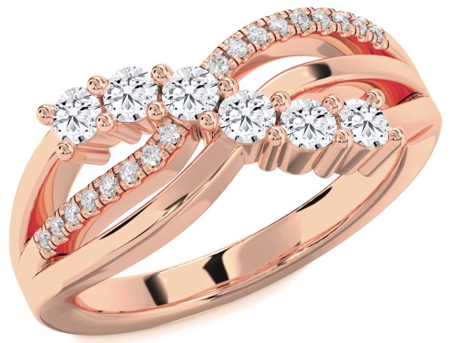 Diamond Rose Gold Silver Infinity Round Promise Ring