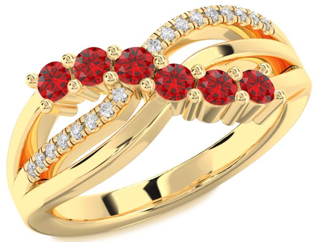Diamond Ruby Gold Infinity Round Promise Ring