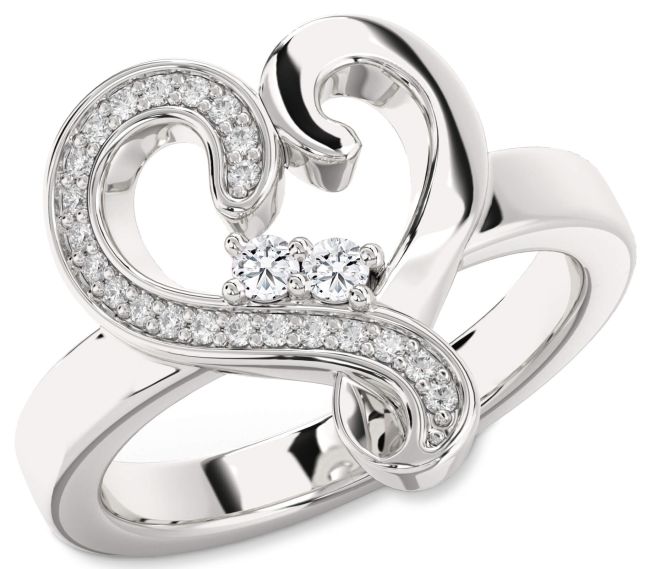 Diamond White Gold Heart Two Stone Ring