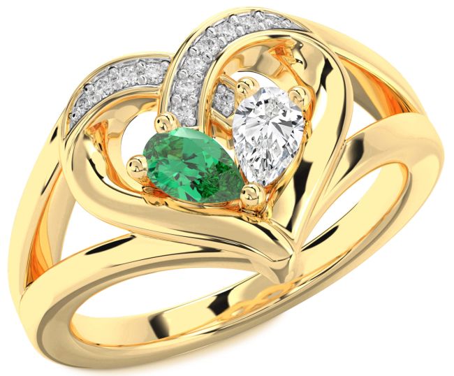 Diamond Gold Heart Two Stone Promise Ring