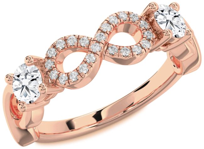 Lab Diamond Rose Gold Infinity Round Two Stone Ring