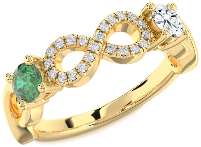 Diamond Gold Infinity Round Two Stone Promise Ring
