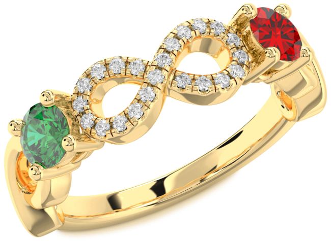 Diamond Gold Infinity Round Two Stone Promise Ring