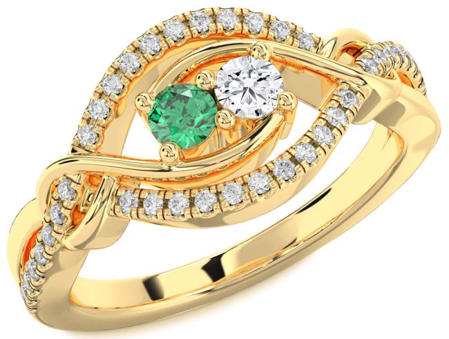 Diamond Gold Round Two Stone Promise Ring