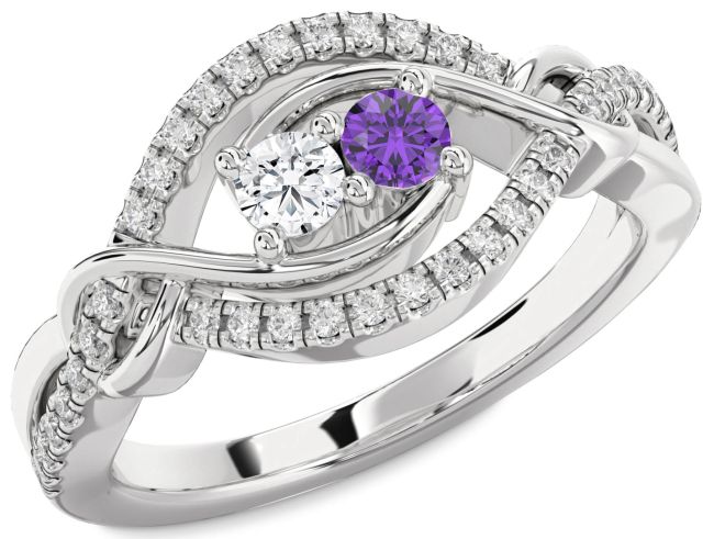 Diamond Silver Round Two Stone Promise Ring