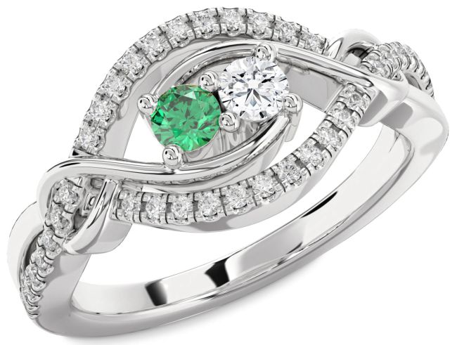 Diamond Silver Round Two Stone Promise Ring