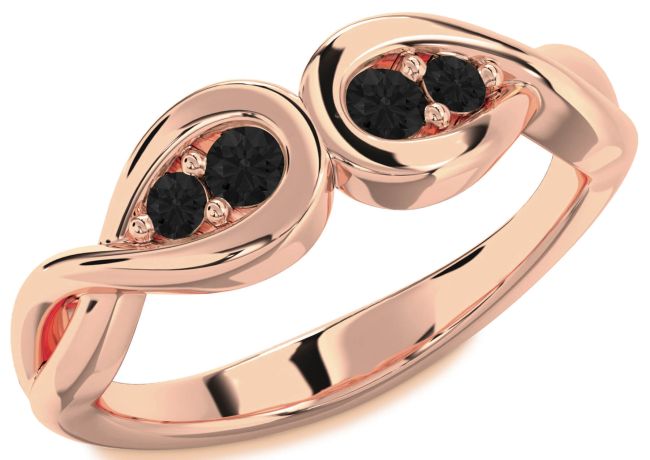 Black Diamond Rose Gold Infinity Round Two Stone Ring