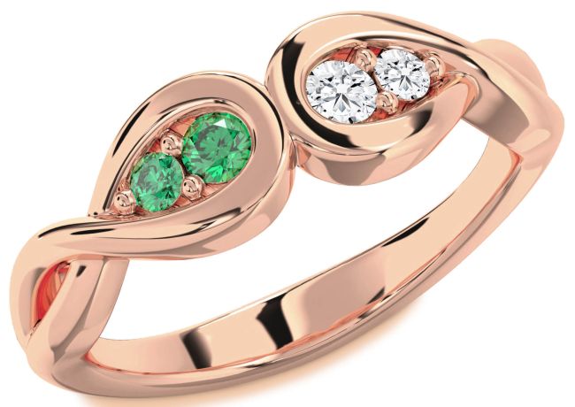 Rose Gold Infinity Round Two Stone Promise Ring