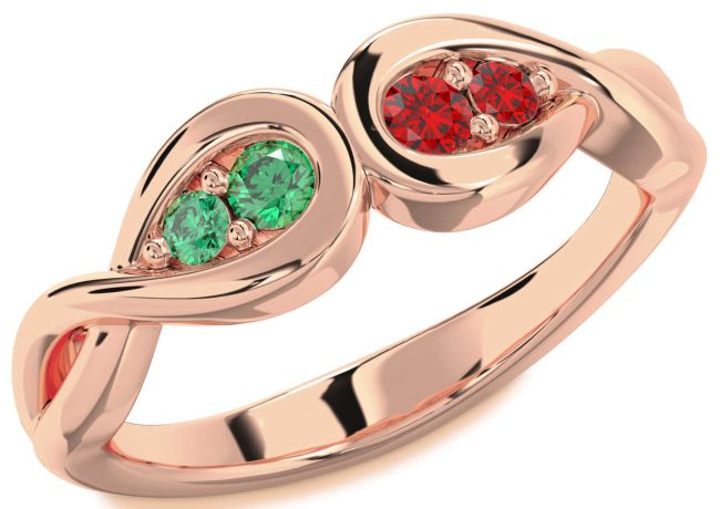 Rose Gold Infinity Round Two Stone Promise Ring