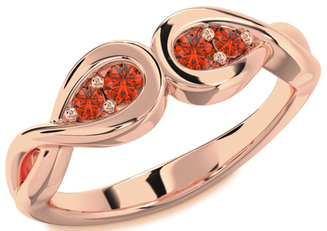 Fire Opal Rose Gold Infinity Round Two Stone Ring