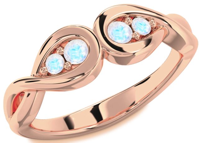 Moonstone Rose Gold Infinity Round Two Stone Ring