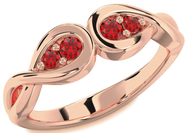 Ruby Rose Gold Infinity Round Two Stone Birthstone Ring