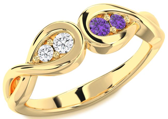 Gold Infinity Round Two Stone Promise Ring