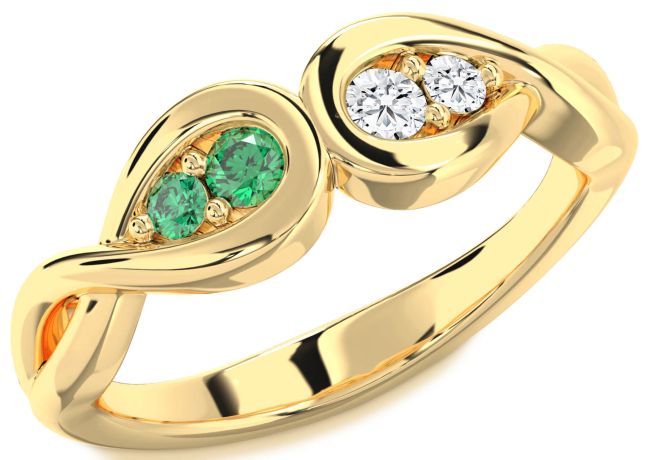 Gold Infinity Round Two Stone Promise Ring