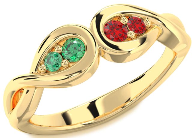 Gold Infinity Round Two Stone Promise Ring