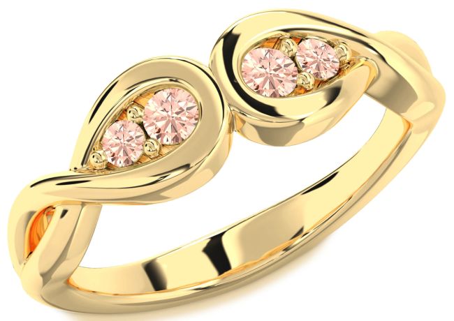 Morganite Gold Infinity Round Two Stone Ring