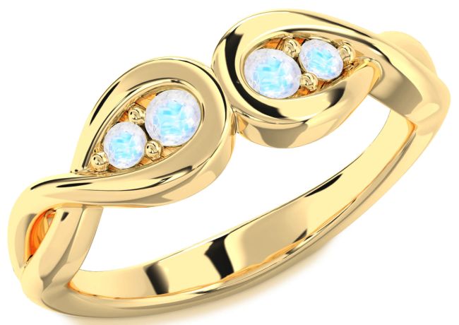 Moonstone Gold Infinity Round Two Stone Ring