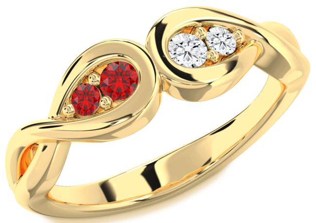 Gold Silver Infinity Round Two Stone Promise Ring