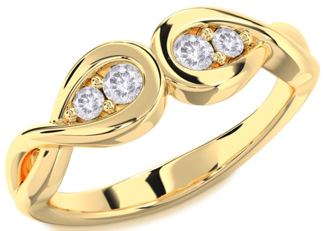 Salt & Pepper Diamond Gold Silver Infinity Round Two Stone Ring