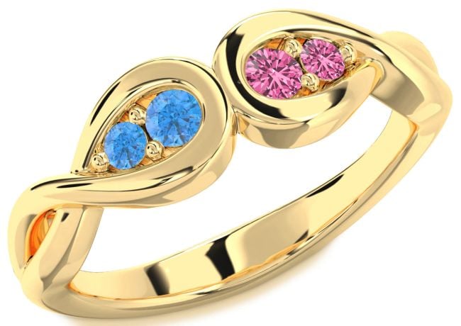 Gold Silver Infinity Round Two Stone Promise Ring