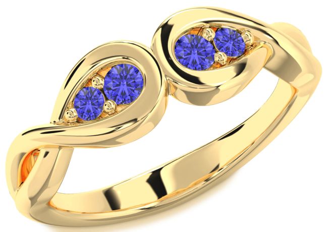 Tanzanite Gold Infinity Round Two Stone Ring