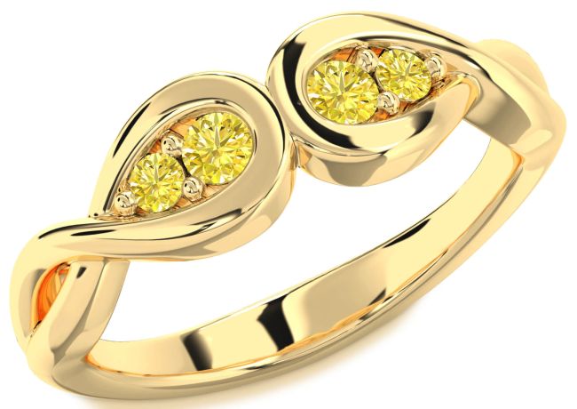 Yellow Diamond Gold Infinity Round Two Stone Ring