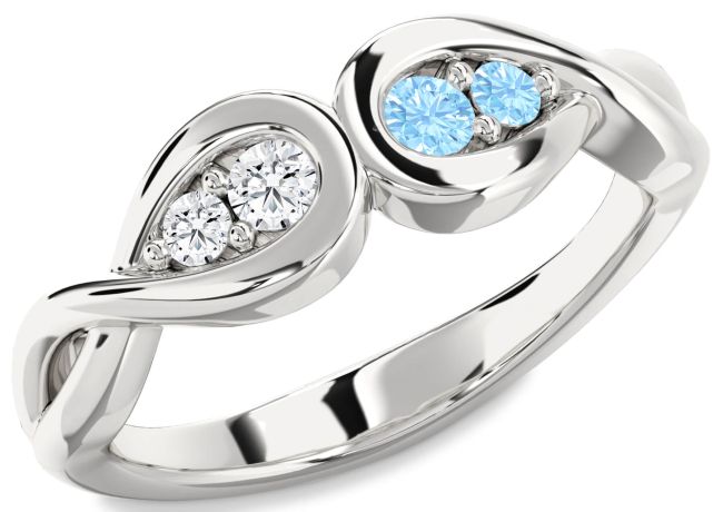 Silver Infinity Round Two Stone Promise Ring