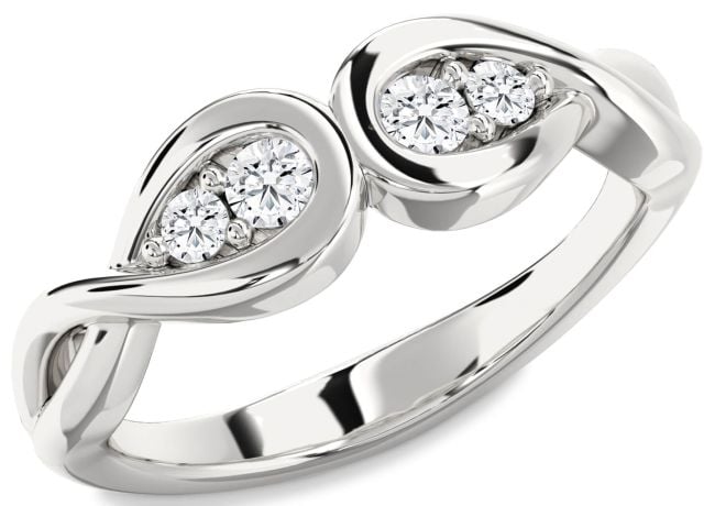 Diamond White Gold Infinity Round Two Stone Ring