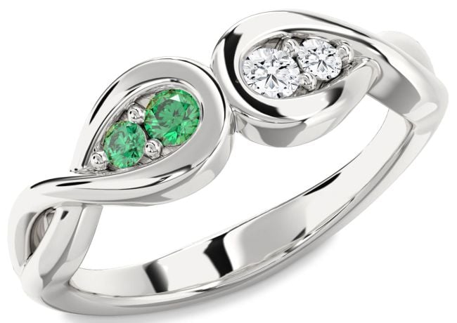 White Gold Infinity Round Two Stone Promise Ring