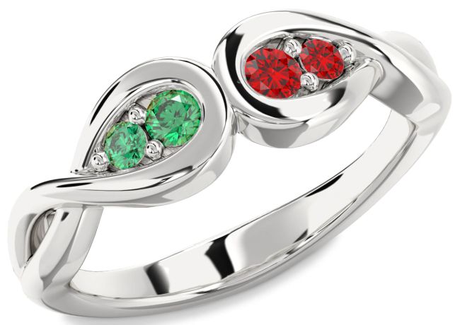 Silver Infinity Round Two Stone Promise Ring