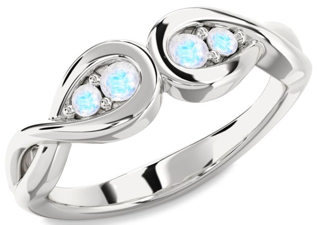 Moonstone Silver Infinity Round Two Stone Ring