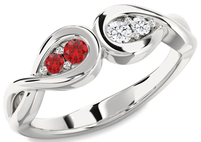 Silver Infinity Round Two Stone Promise Ring