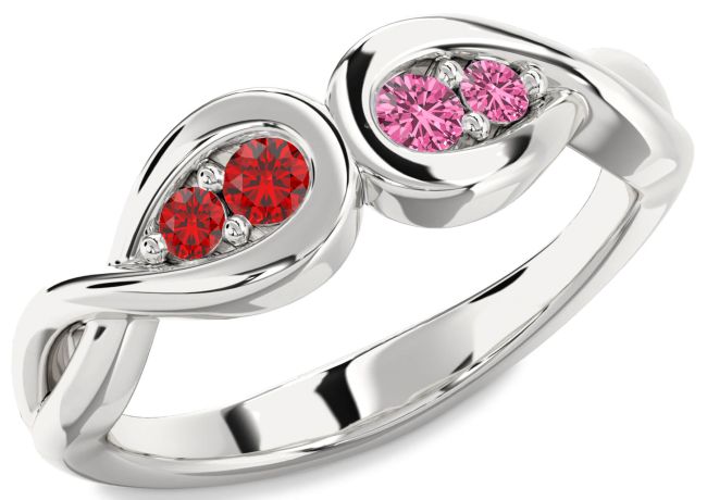 Silver Infinity Round Two Stone Promise Ring