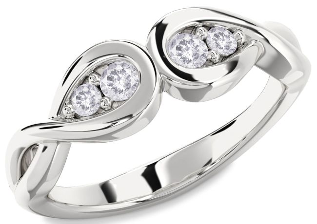 Salt & Pepper Diamond Silver Infinity Round Two Stone Ring
