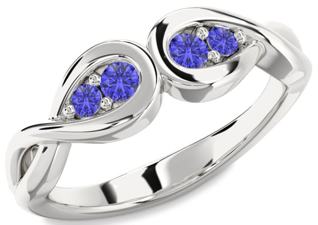 Tanzanite Platinum Infinity Round Two Stone Ring