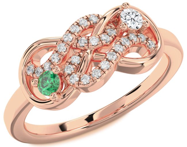 Diamond Rose Gold Infinity Round Two Stone Promise Ring