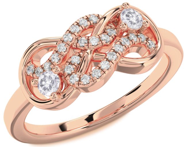 Salt & Pepper Diamond Rose Gold Infinity Round Two Stone Ring