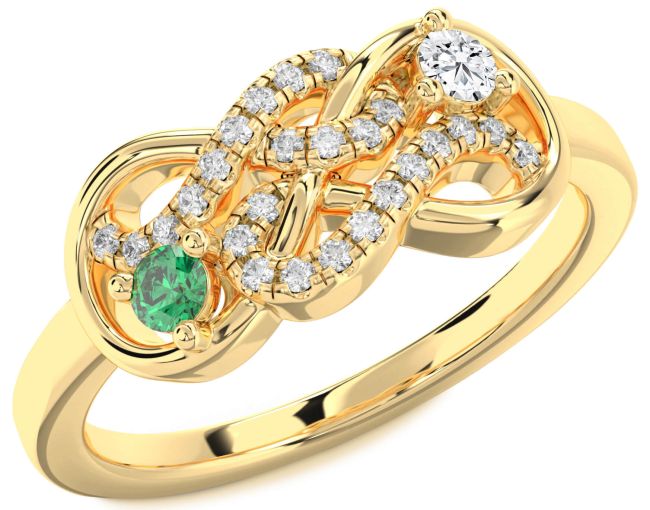 Diamond Gold Infinity Round Two Stone Promise Ring